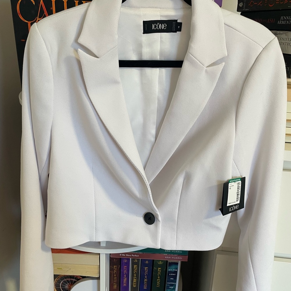 Women's Icone White Cropped Single-Button Blazer